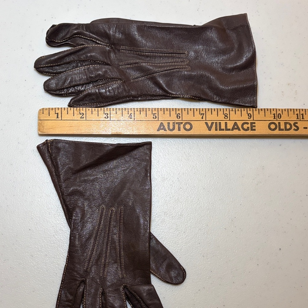 Brown Leather Gloves M/L - Picture 3 of 5